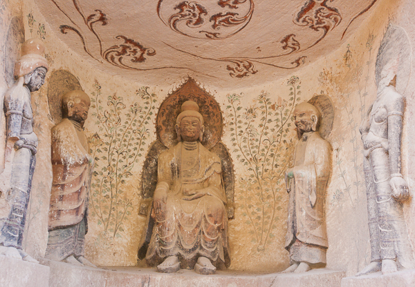 Sculpture of seated Buddha at Binglingsi (Yellow River, Gansu)