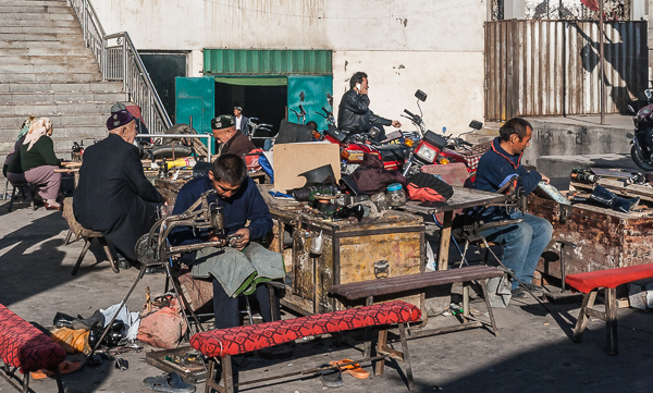 Shoe repair in Turfan, Xinjiang