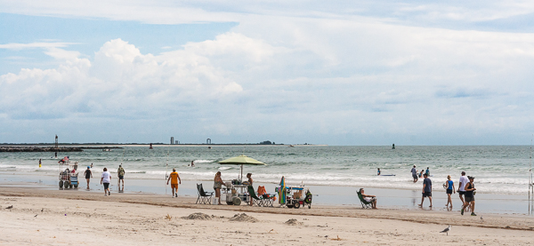 Holiday makers on the beach on Cape Canaveral.